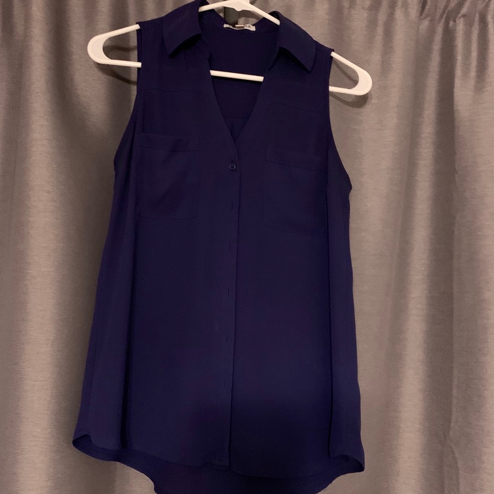 Navy Express button down top